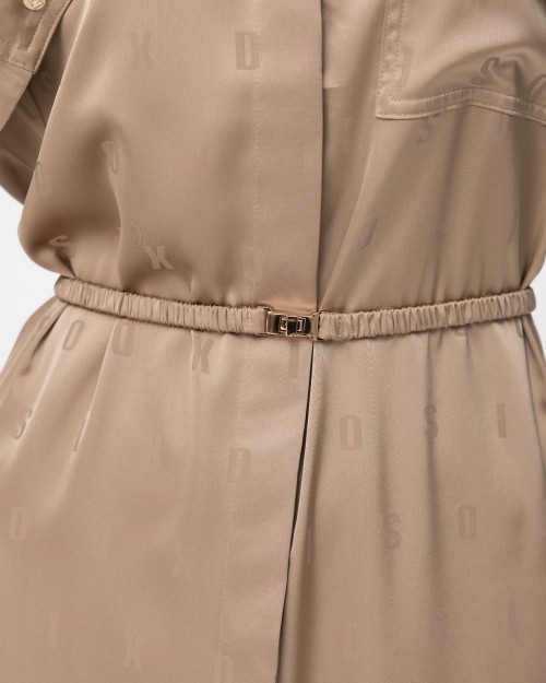 SIXDO Silk Loose Dress with Spread Collar